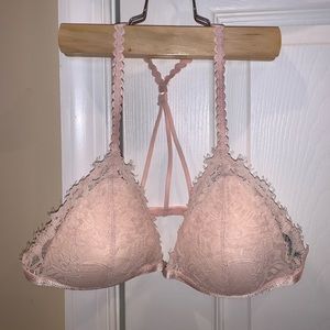 Baby Pink Lace Bralette with Front Clip